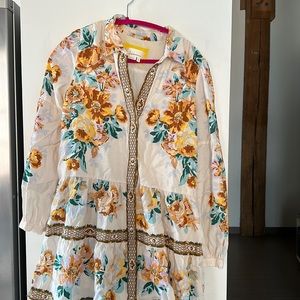 Anthropologie size medium floral mini dress with collar